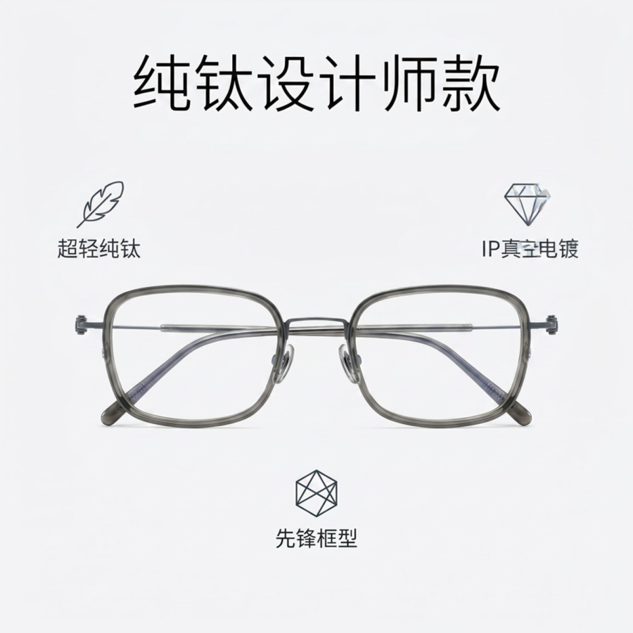 纯钛男女全框-灰色-设计师款