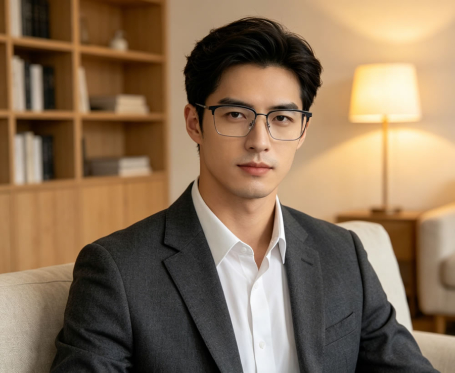 国产近视眼镜框男半框-IP电镀-半透明灰色
