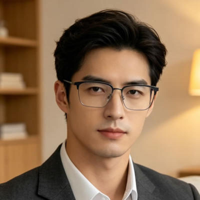 国产近视眼镜框男半框-IP电镀-半透明灰色